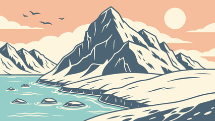 Arctic Coastal Landscape Vector Illustration  © Chamok Chandra