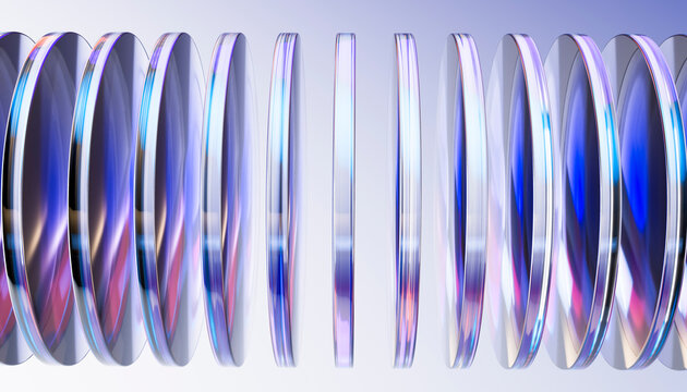 3D futuristic glass rhythm with blue transparent shapes