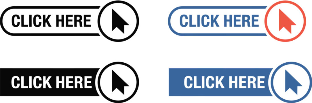 Click here button icon vector illustration representing call to action, web navigation, user interaction, and modern interface designs
