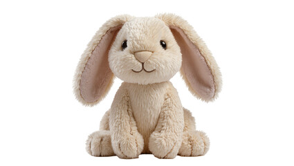 Fototapeta premium Fluffy beige plush bunny toy sitting