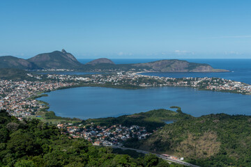 Fototapeta premium Panoramic view of the Oceanic Region of the City Park in Camboinhas, Niterói, Brazil