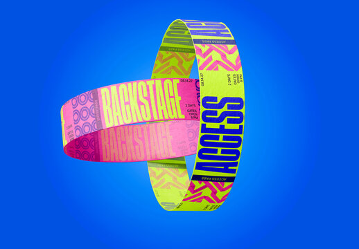 festival Paper Wristbands Interlocking Mockup