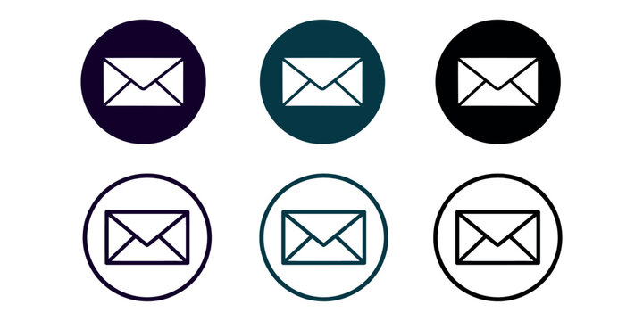 Set of modern envelope email icons for web design and digital communication interface layouts
