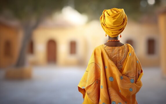 Elegant Woman in Traditional Nigerian Iro and Buba with Gele Headwrap