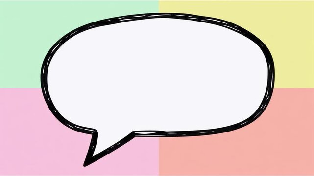 Hand drawn speech bubble popping and sliding cycle seamless loop digital animation for dialogue and captioning