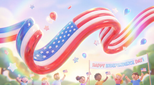 Playful patriotic ribbon illustration for Independence Day celebration