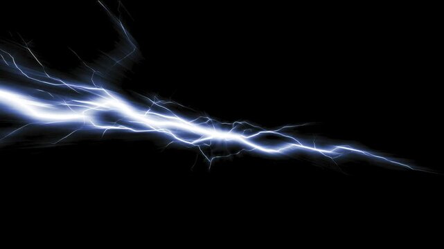 Electric lightning bolt streaking across black background seamless loop stop motion hand drawn digital animation