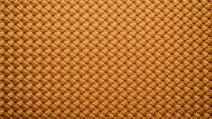 Fototapeta premium Close up macro view of golden brown woven fabric texture showing intricate textile pattern details