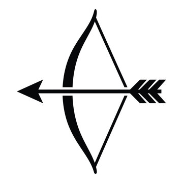 Simple black bow and arrow symbol for hunting or sports  iconic graphic element icon