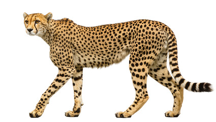 Spotted cheetah walking, isolated on transparent background © Constantin