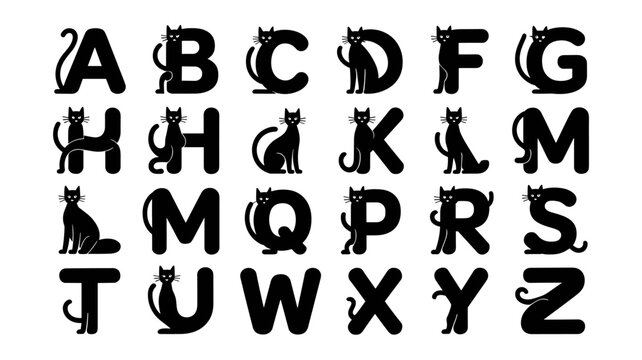 Adobe Illustrator ArtworkBold Black Alphabet Letters Arranged in Grid on White Background Minimalist Typography