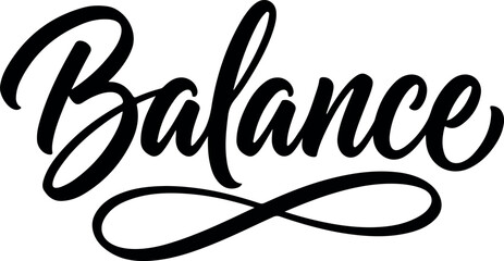 Balance hand lettered typography vector illustration on transparent background for wellness designs © Jahidul
