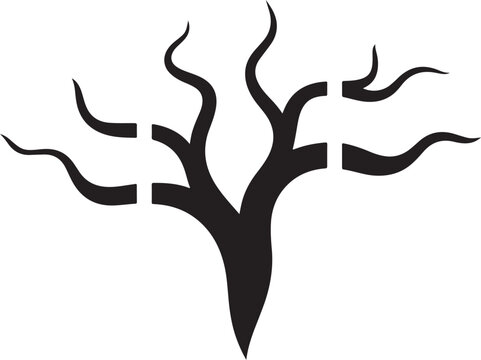 Black tree, broken tree, split tree, fractured tree, monochrome vector icon