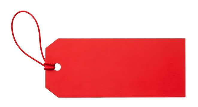 Red price tag with string attached for product labeling