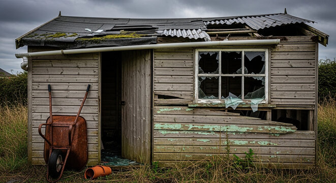 Wind damage to garden shed