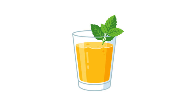 Fresh orange juice, glass with mint leaf, citrus drink, healthy beverage