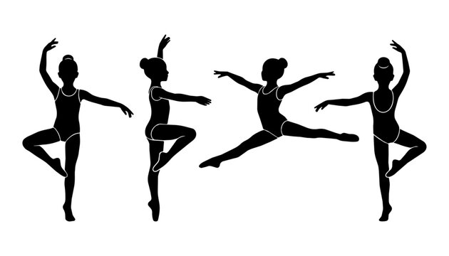 girl dance ballet performing classical poses on a studio background.
