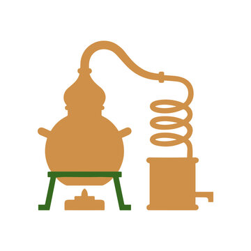 Copper still distillation apparatus equipment.