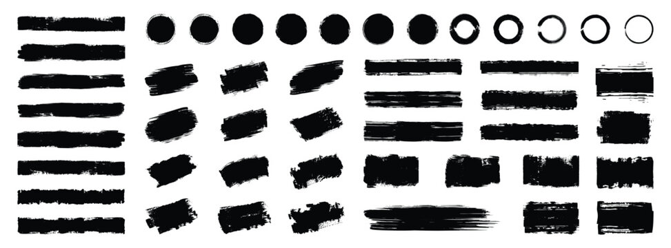 ISet of grunge vector brush strokes with a banner for graphic background decoration. Paint, ink brush, brush strokes, brushes, lines, frames, buttons, grunge rough. grunge thick paint line texture.