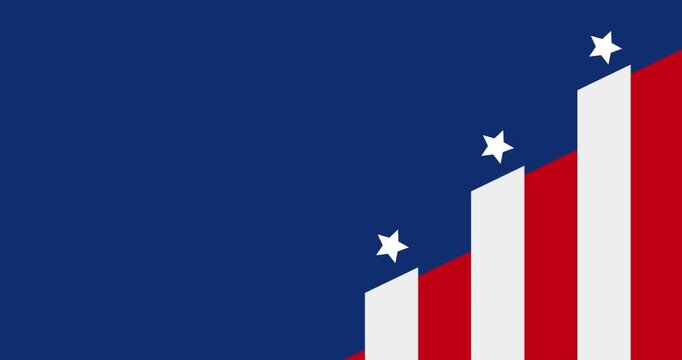 Copy space animation and background decoration in navy blue, red, and white, symbolizing the United States flag.