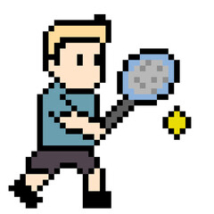 Obraz premium Pixel art style boy playing tennis or padel vector illustration