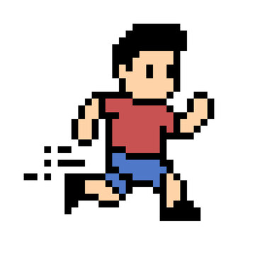 8 bit Pixel art character of a boy running