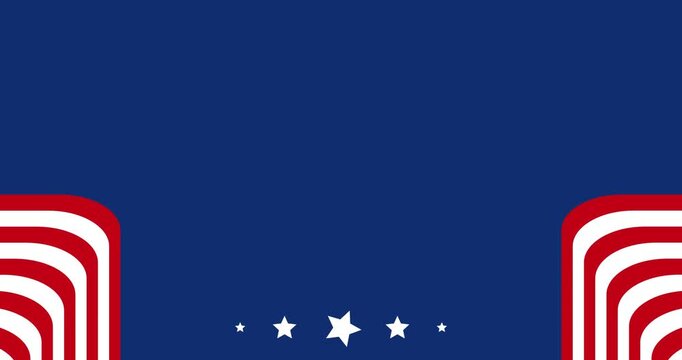 Copy space animation and background decoration in navy blue, red, and white, symbolizing the United States flag.