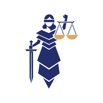 Justitia, the Goddess of Justice, Vector Illustration