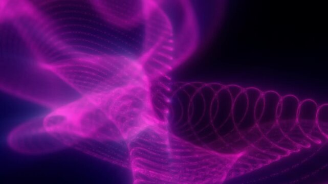 Magenta glowing organic wireframe structure with translucent curves