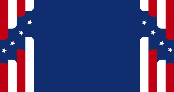 Copy space animation and background decoration in navy blue, red, and white, symbolizing the United States flag.
