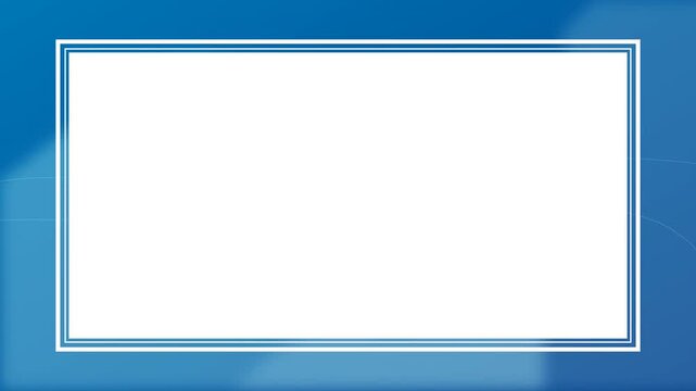 Blue presentation slide template with white rectangular frame for corporate business data and professional display content.