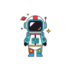 Naklejka premium Astronaut in Space Suit Standing Alone.