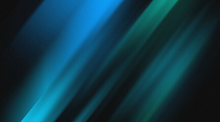 Obraz premium Abstract Dark Blue and Green Neon Light Streaks Background with Grain Texture