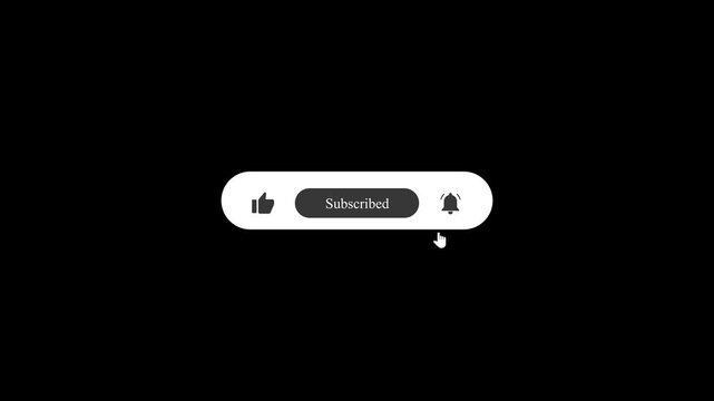 YouTube Subscribe Like and Notification Bell Click Animation Overlay: Motion Graphics UI Video Asset
