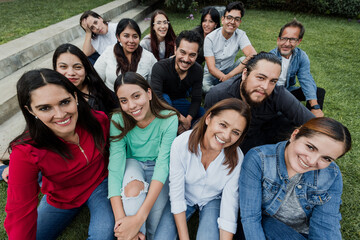 Fototapeta premium Latinos and multigenerational people having fun in Mexico Latin America, portrait of hispanic people 