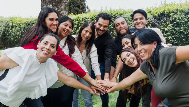 Latinos and multigenerational people having fun in Mexico Latin America, portrait of hispanic people 
