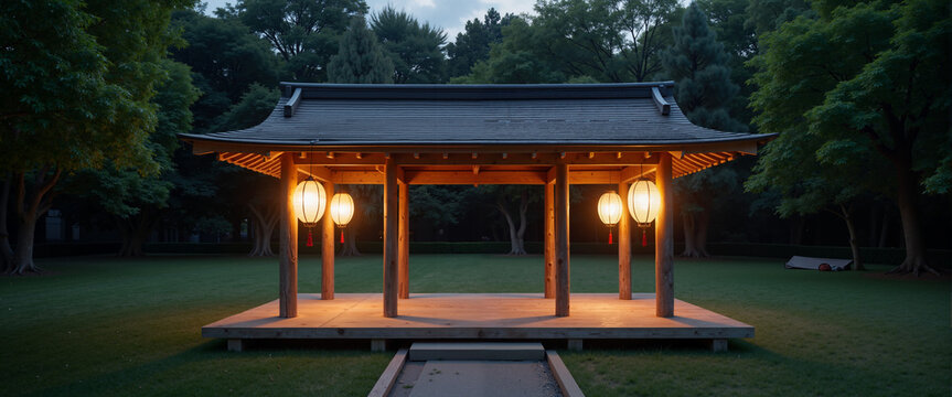 Elevated Bon Odori Dance Platform Yagura for Travel and Cultural Website Design