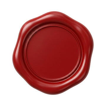 Plain red wax seal stamp, isolated on a transparent background, offering a blank circular surface for customization, ideal for official documents, invitations, and artistic projects, classic design.