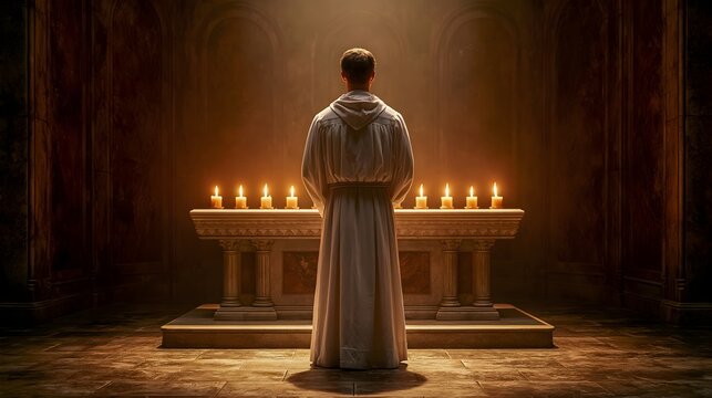 Priest at the high altar during a traditional Latin Mass