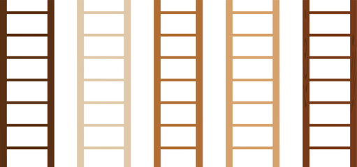 Ladder illustration collection featuring wooden ladders in brown tones, design variations, construction, climbing, and material comparison © shamsuzzoha