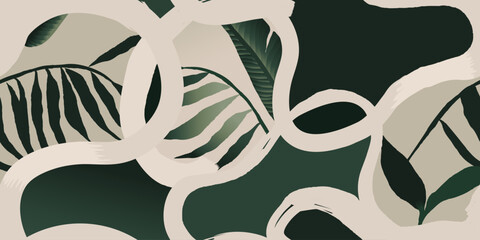 Minimalist abstract botanical pattern. Elegant contemporary seamless pattern. Hand drawn unique print. © MURRIRA