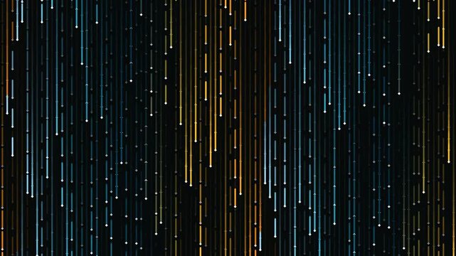 Abstract Digital Data Rain with Glowing Vertical Lines and Particles.