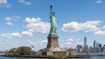 Fototapeta premium Statue of Liberty with New York City skyline background.