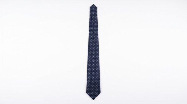 A dark blue necktie with a subtle white micropattern isolated on white background