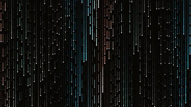Abstract Digital Data Stream Falling Down on Black Background Futuristic Technology Concept.