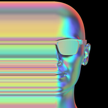 Gesicht mit Brille abstrakt und changierend