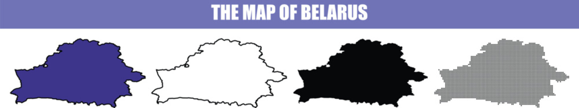 Belarusian territory outline in various stylized silhouettes during conceptual representation isolated on white background