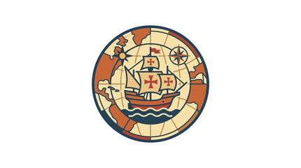Vintage Sailing Ship Globe Emblem © Hamdan