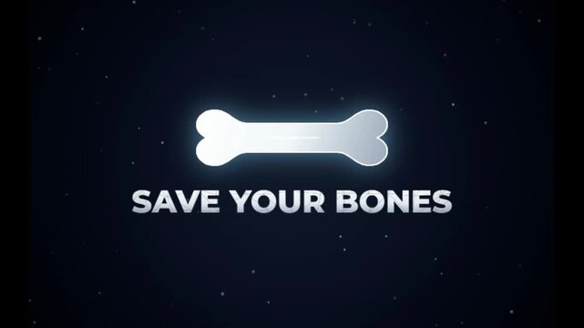 Bone Health Animation with Glowing Icon and Save Your Bones Text Reveal