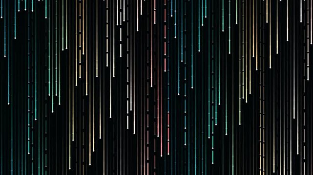 Abstract Digital Data Stream Falling Downwards in Colorful Vertical Lines Background.